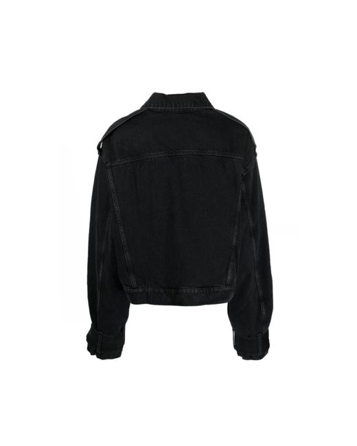 3x1 Jassen ,Zwart ,Denim Zwarte Denimjack Met Spread Kraag in het Black