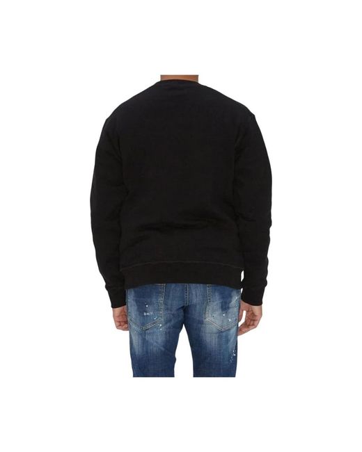 DSquared² Hoodies & Sweatvesten ,Zwart ,Katoen Icon Crewneck Sweatshirt in het Black voor heren