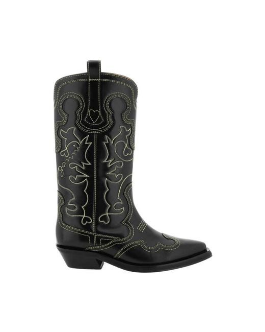 Ganni Black Cowboy Boots