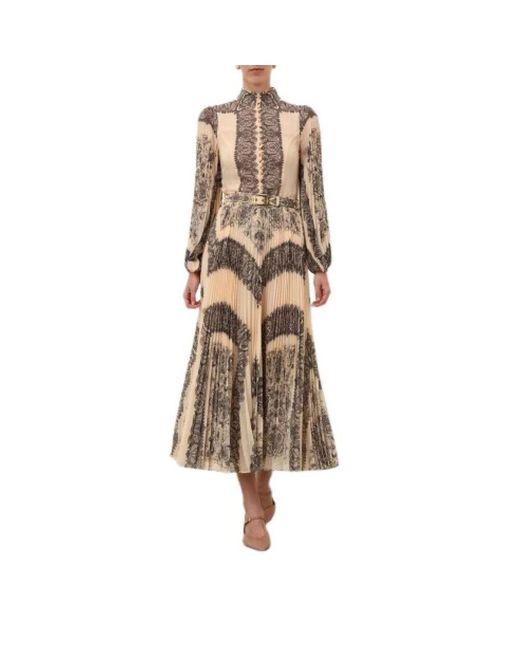 Zimmermann Natural Paisley-plisse-midirock