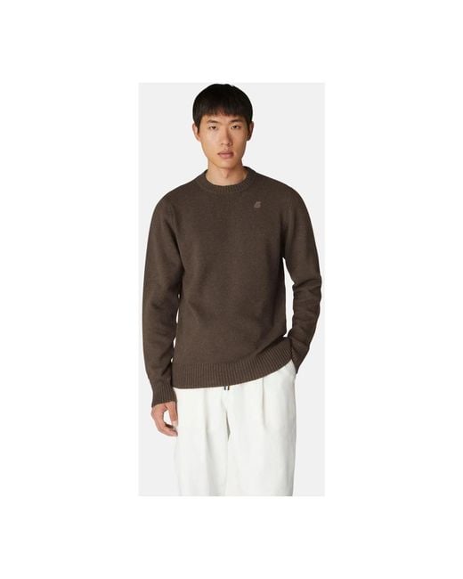 K-Way Brown Round-Neck Knitwear for men