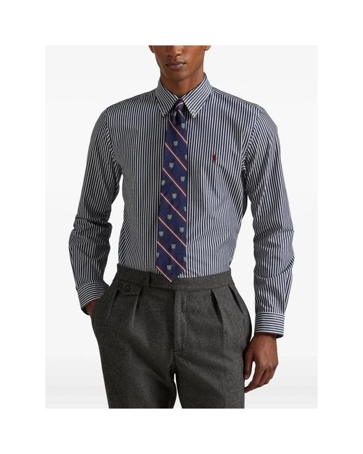 Ralph Lauren Logo Gestreept Shirt in het Blue voor heren