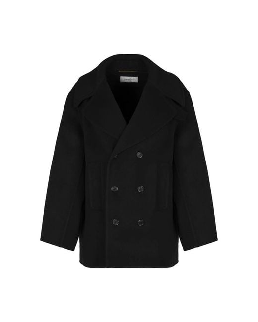 Saint Laurent Black Double-Breasted Coats