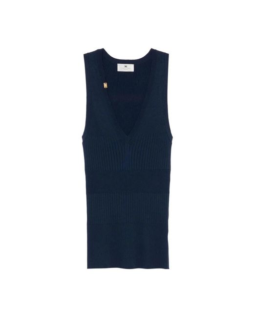 Elisabetta Franchi Blue Sleeveless Tops