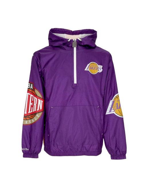 Mitchell & Ness Fitness ,Paars ,Polyester Los Angeles Lakers Windbreaker Anorak in het Purple voor heren