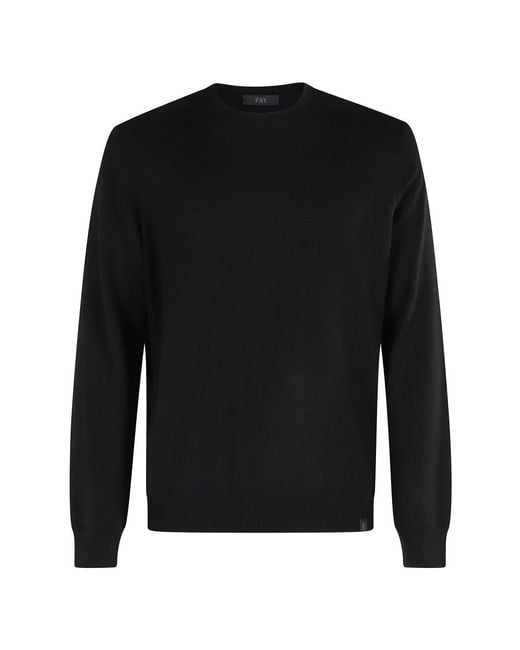 Fay Dunkelblauer Pullover Mit Ausschnitt in Black für Herren