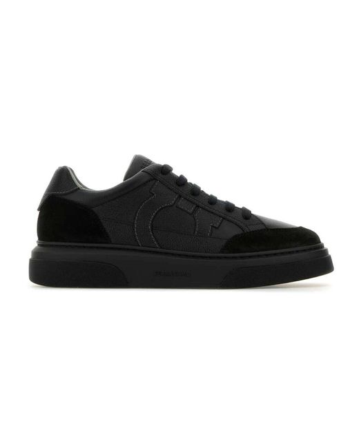 Ferragamo Schwarze Leder Cassina Sneakers in Black für Herren