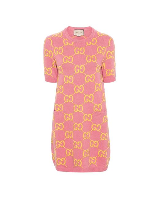Gucci Pink Kleid mit gg-muster