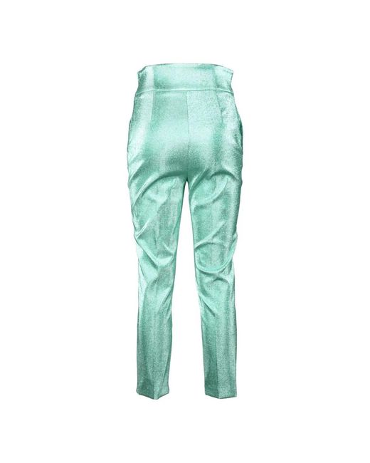 Pantalones De Mezcla De Algodón Con Fibra Metálica, Mujer, Talla Elisabetta Franchi de color Green