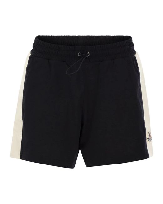 Shorts in jersey con inserti in popeline di Moncler in Black da Uomo