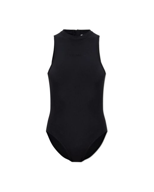 Vetements Tops ,Zwart ,Katoen Bodysuit Met Geborduurd Logo in het Blue
