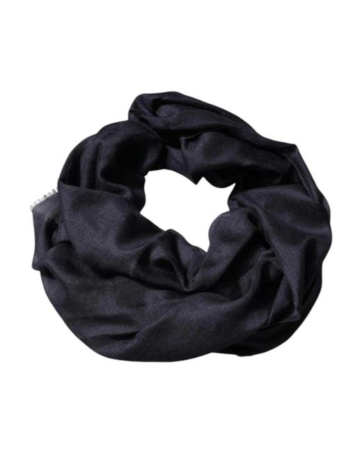Dolce & Gabbana Black Luxuriöser Kaschmir-Seide Foulard Schal