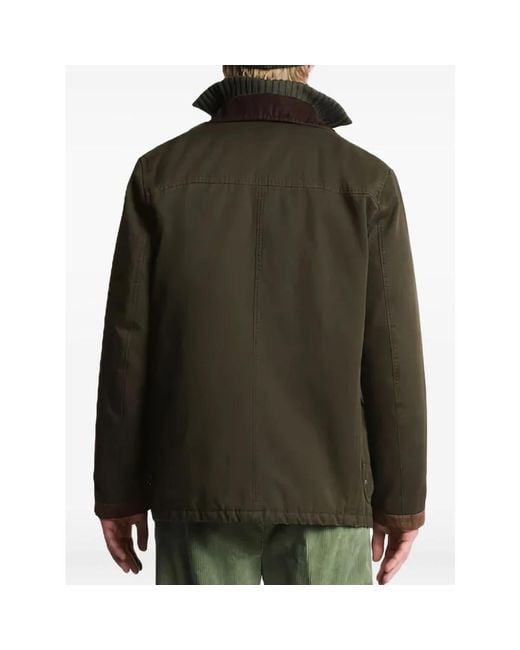 Single-Breasted Coats di Fay in Green da Uomo