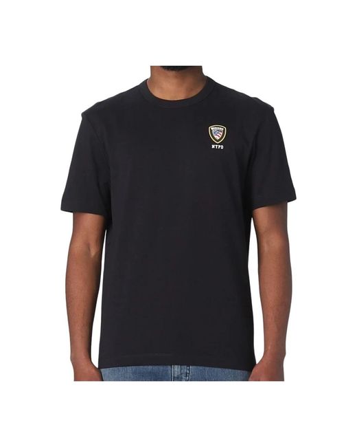 Blauer Tops ,Zwart ,Katoen Nypd Logo Katoenen T-Shirt in het Black voor heren