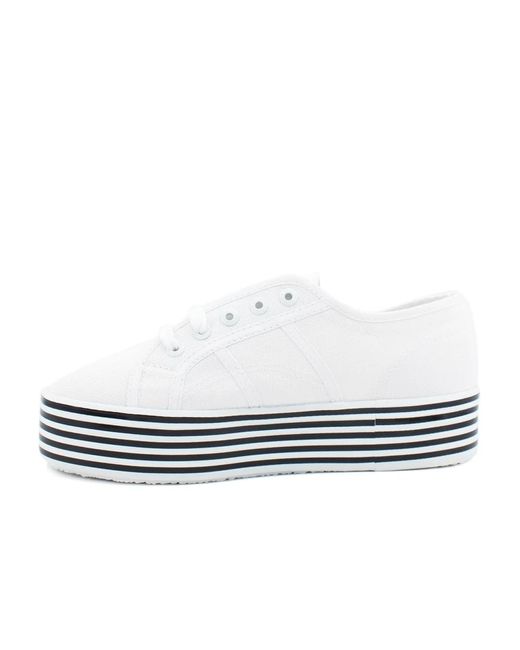 Superga White Linea Platform