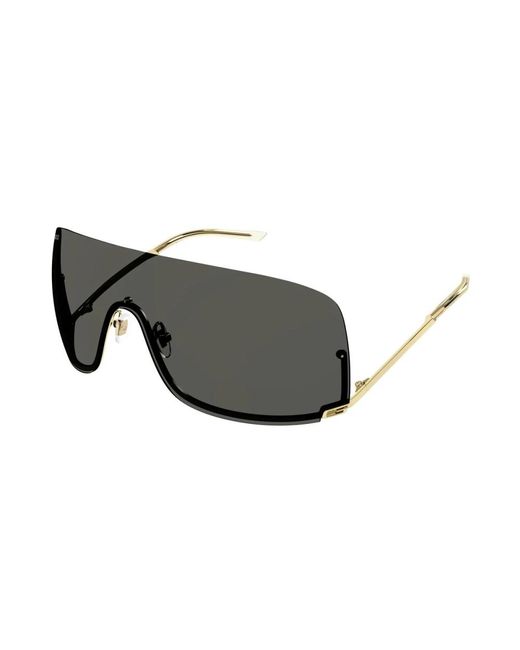 Gucci Black Rimless Metal Shield Sunglasses