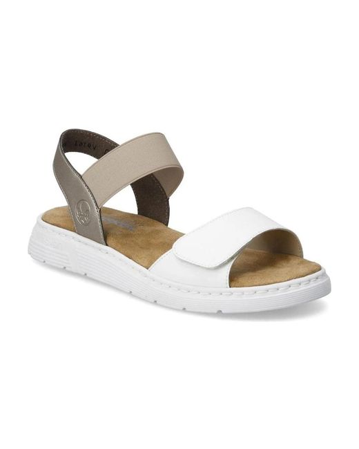 Rieker White Flat Sandals