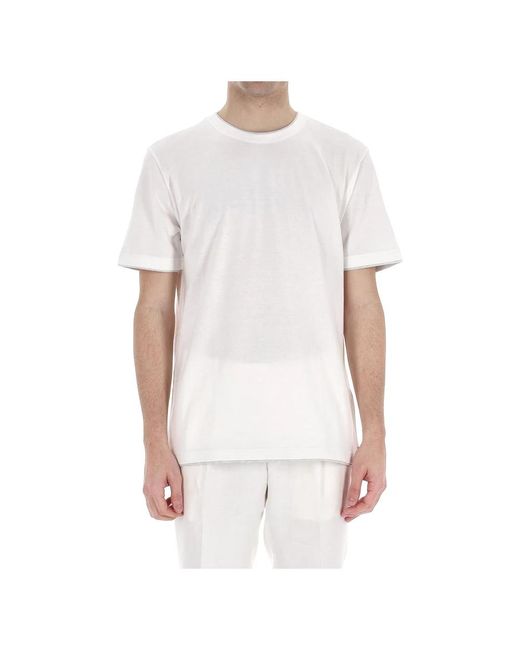 Eleventy Tops ,Wit ,Katoen T-Shirt Van Katoen Met Ronde Hals in het White voor heren