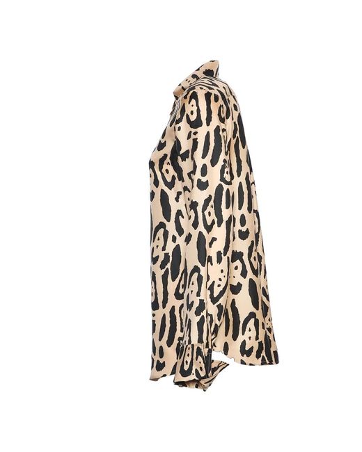 Sportmax Black Animal Print Silk Fitted Shirt