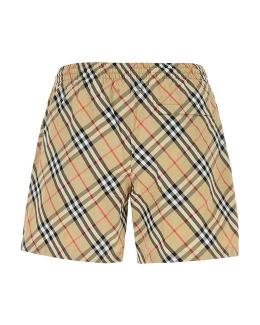 Burberry Badmode ,Nylon Printed Nylon Check Zwemshorts in het Natural voor heren
