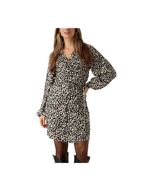 Another Label Kleedjes ,Veelkleurig ,Polyester Luipaardprint Mini Jurk in het Black