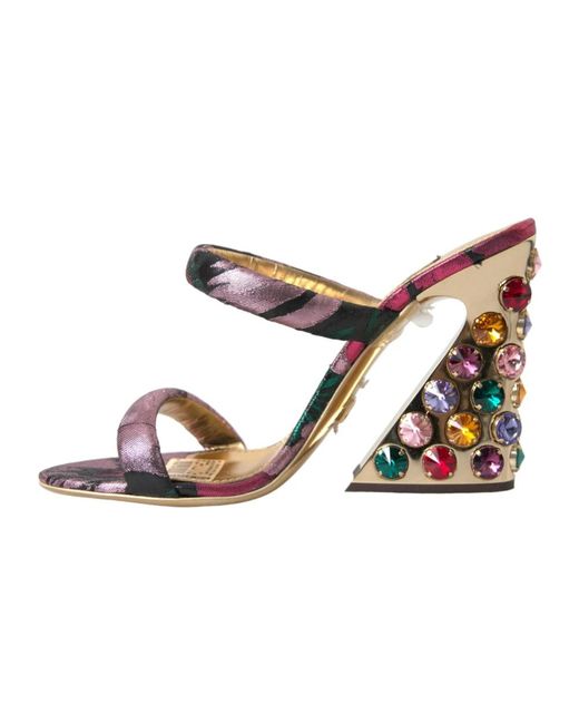 Dolce & Gabbana Multicolor Kristall jacquard absatzschuhe