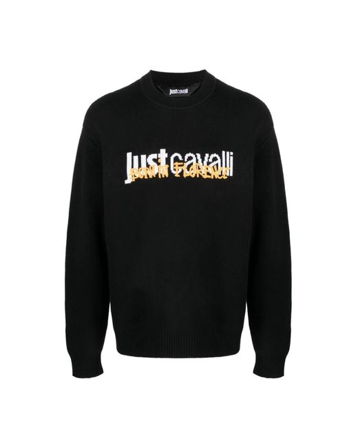 Round-Neck Knitwear Just Cavalli pour homme en coloris Black