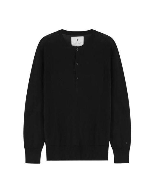 Seven Gauge Black Round-Neck Knitwear for men