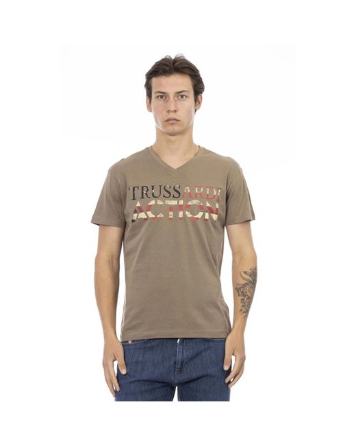Trussardi Kurzarm v-ausschnitt t-shirt in Gray für Herren