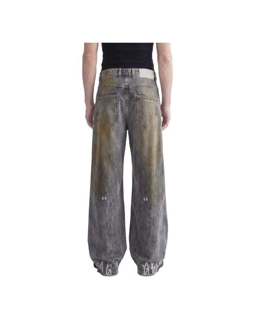 44 Label Group Gray Wide Jeans for men
