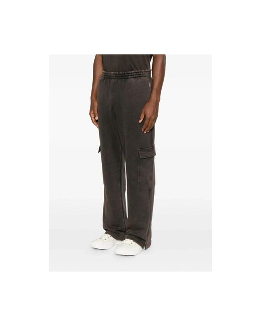 Represent Gray Initial Logo-Plaque Cotton Cargo Track Pants for men