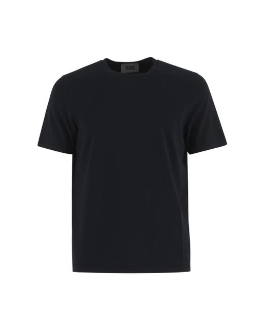 T-shirt girocollo blu in cotone di Alpha Studio in Black da Uomo