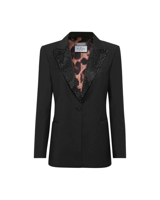 Philipp Plein Black Eleganter schwarzer blazer für frauen