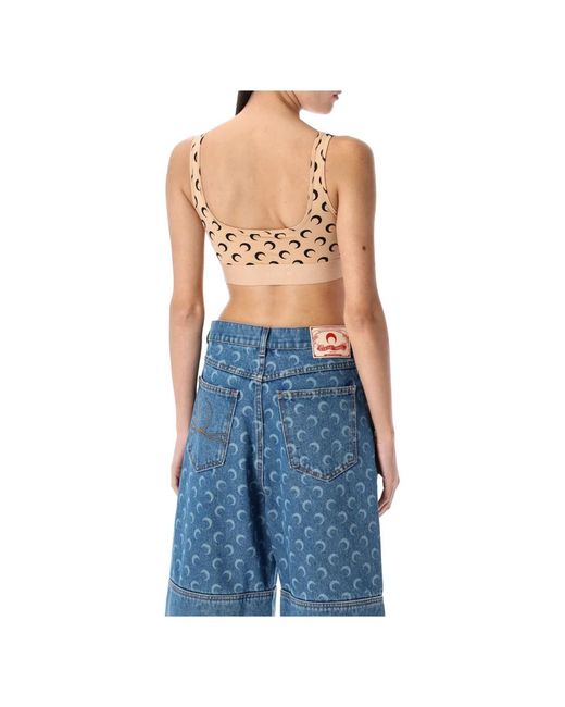 MARINE SERRE Blue Sleeveless Tops