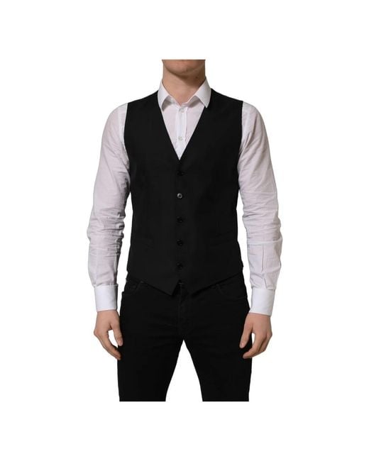 Dolce & Gabbana Black Waistcoats for men