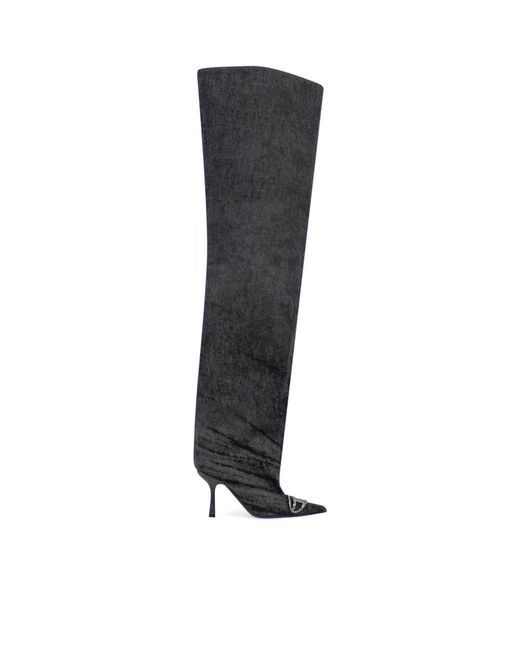 DIESEL Black Over-Knee Boots