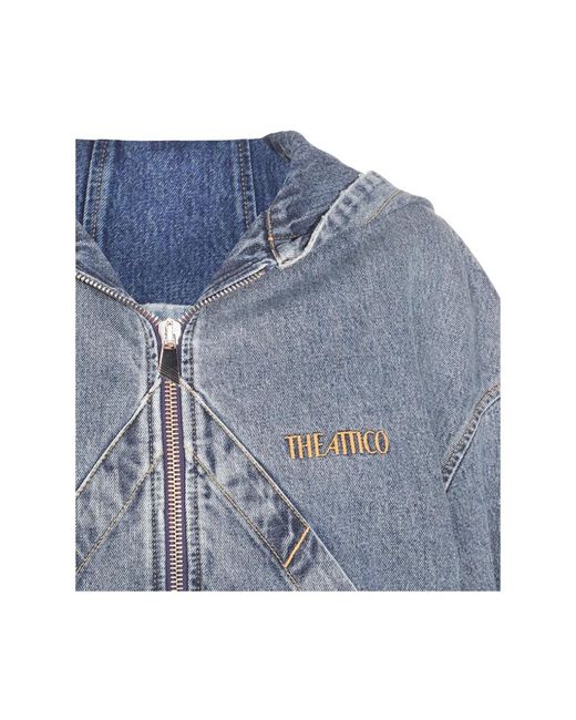 The Attico Blauwe Denim Rits Jas in het Blue