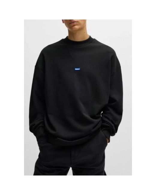 HUGO Hoodies & Sweatvesten ,Zwart ,Katoen Zachte En Ademende Katoenen Terry Trui in het Black voor heren