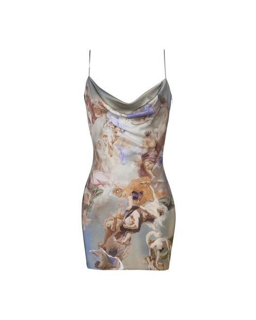 Balmain Blue Renaissance Print Slip Mini Dress