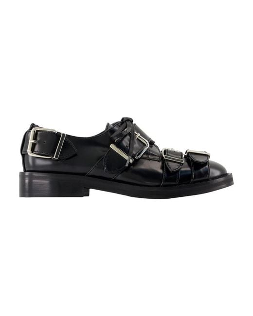 Simone Rocha Black Schwarze Leder Brogue Mocassin Flats