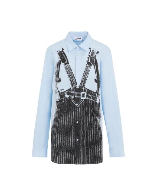 Camicia in cotone trompe-l`œil di Jean Paul Gaultier in Blue