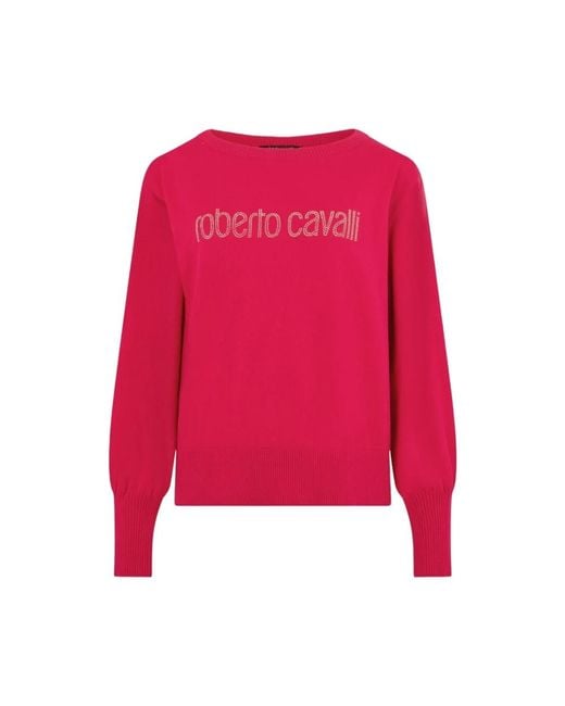 Roberto Cavalli Red Round-Neck Knitwear