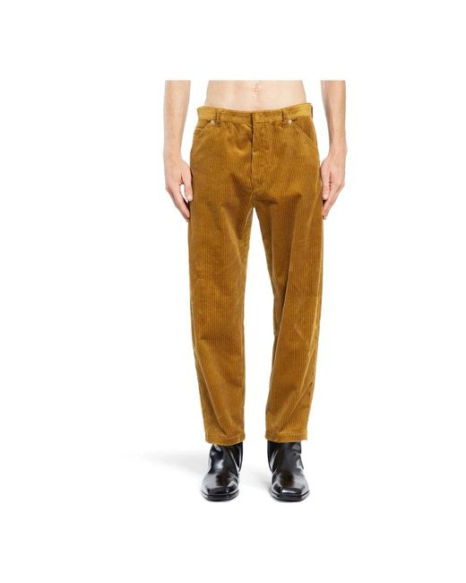 Prada Yellow Pinwale Corduroy Trousers for men