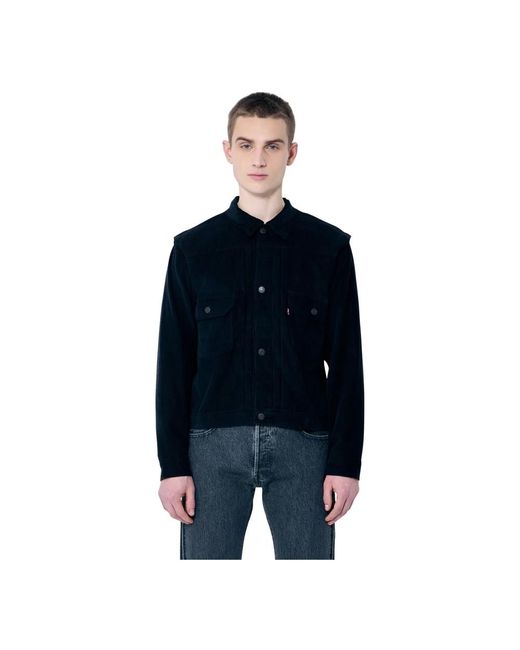 Levi's Jassen ,Zwart ,Katoen Pinnacle Trucker Corduroy Jacket in het Blue voor heren