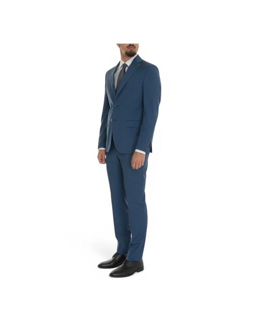 Paoloni Blue Single Breasted Suits for men