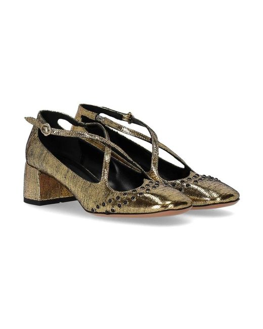 A. BOCCA Schoenen ,Geel ,Leer Hart Detail Gouden Leren Pump in het Yellow