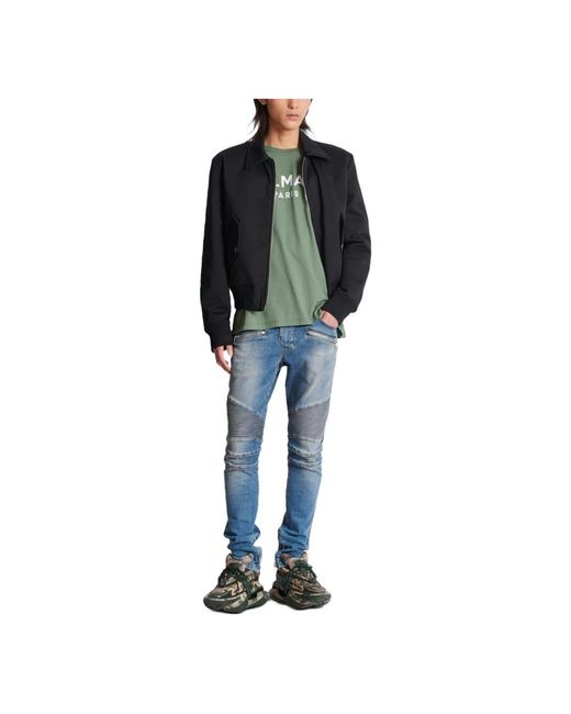 Balmain Tops ,Groen ,Katoen T-Shirt Met Parijs Print in het Green voor heren