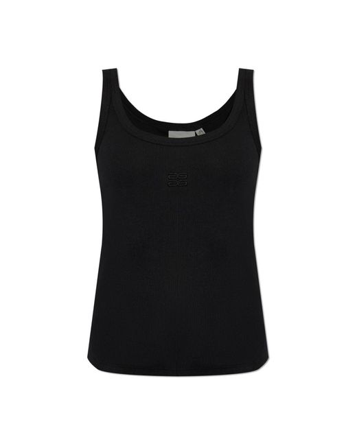Gestuz Tops ,Zwart ,Katoen Ribgebreide Top in het Black