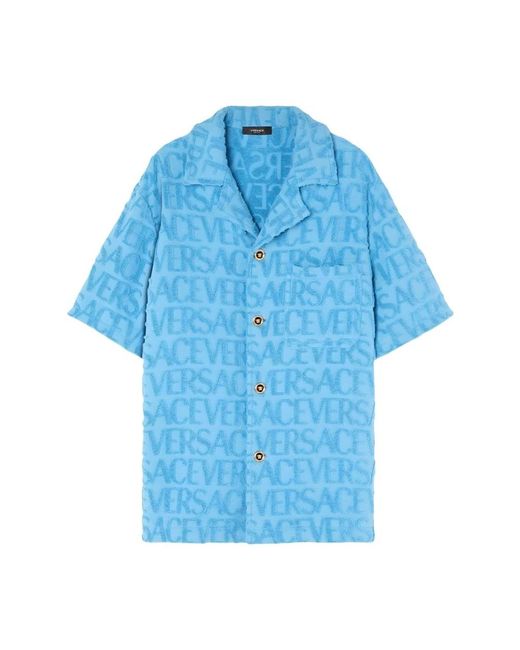 Versace Blue Short Sleeve Shirts for men
