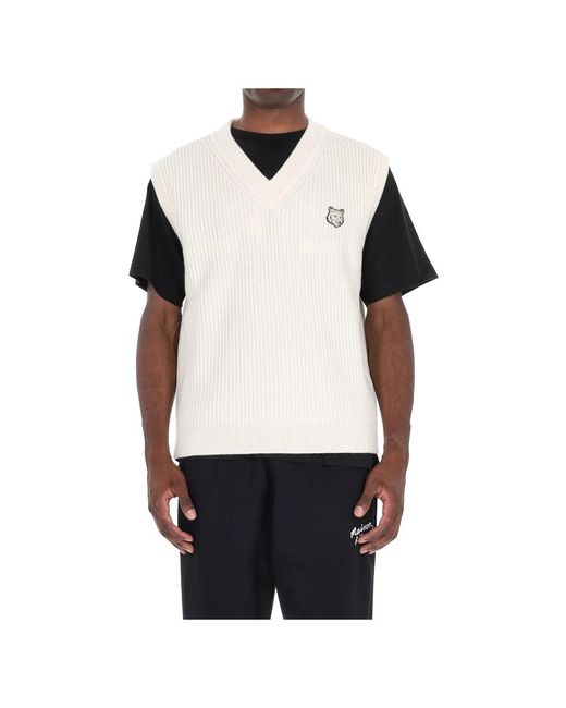 Maison Kitsuné Men's Natural Sleeveless Knitwear